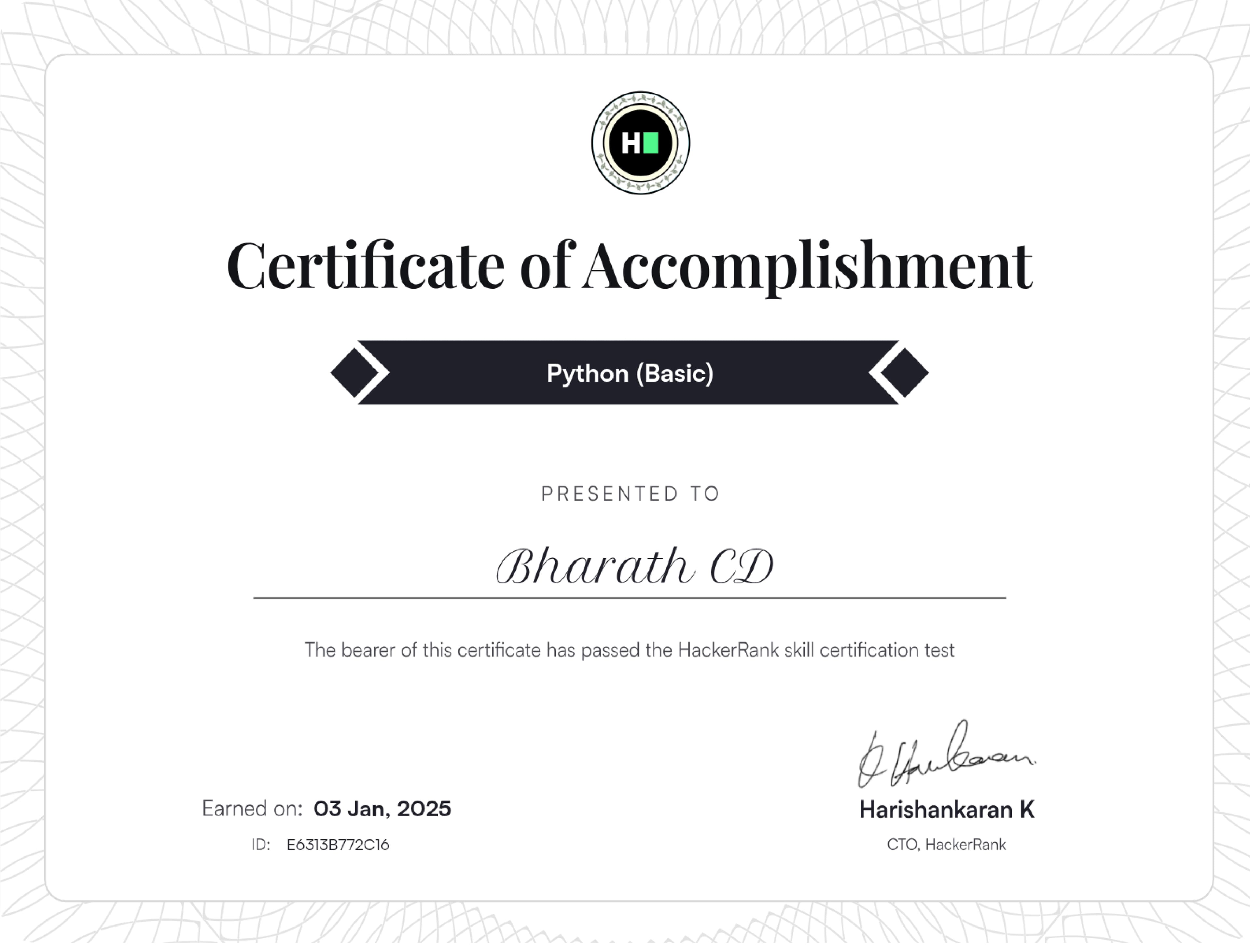 Python (Basic) Skill Certification